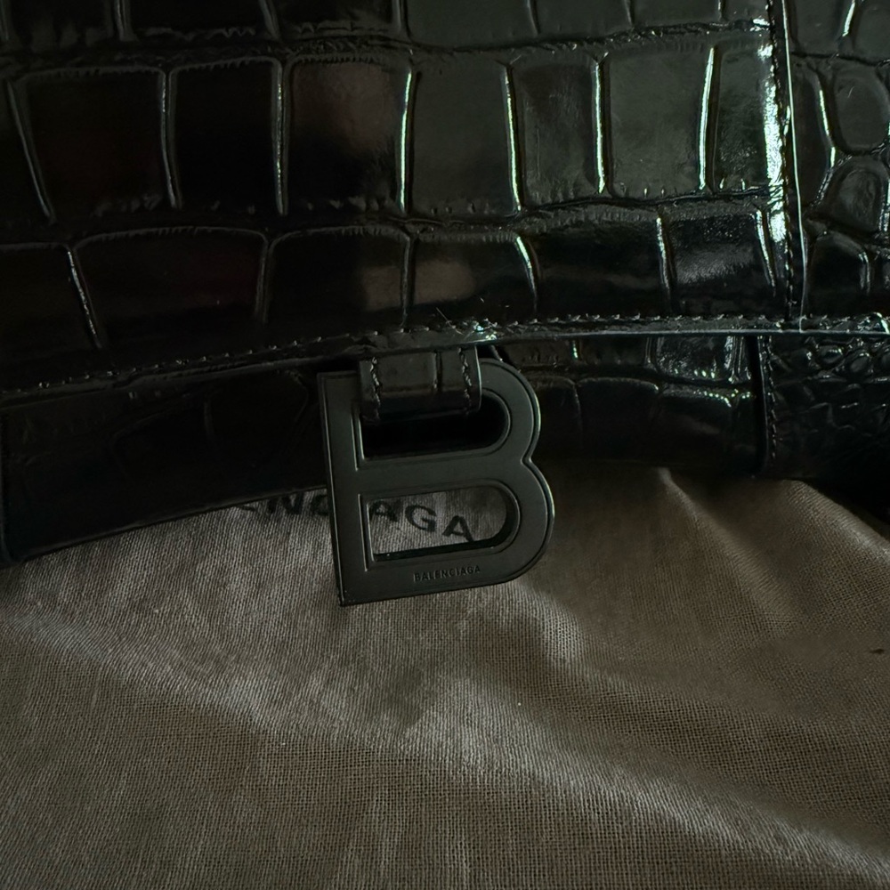Balenciaga Black Croc-Embossed Handbag - Picture 7 of 8